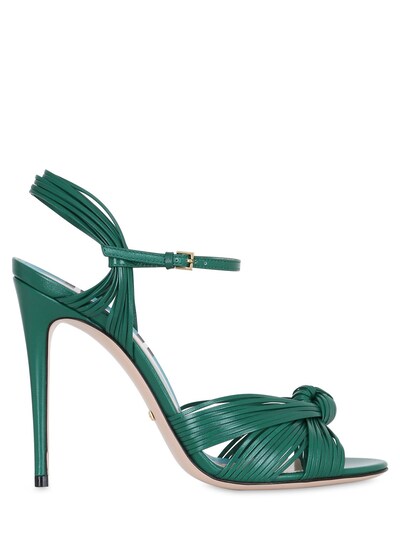 GUCCI 110MM KNOTTED LEATHER SANDALS, GREEN