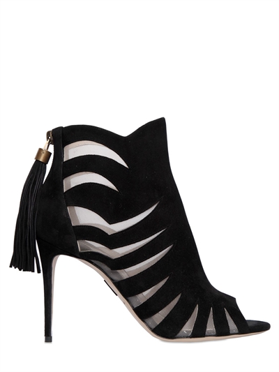 PAUL ANDREW 90MM HANAA SUEDE & MESH OPEN TOE BOOTS