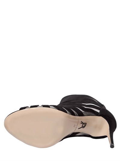PAUL ANDREW 90MM HANAA SUEDE & MESH OPEN TOE BOOTS