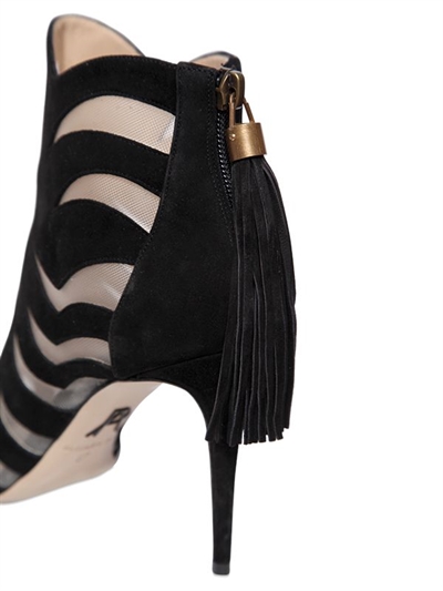 PAUL ANDREW 90MM HANAA SUEDE & MESH OPEN TOE BOOTS