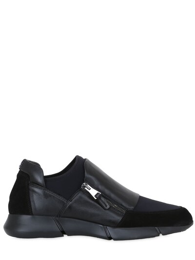 Elena Iachi 20mm Neoprene & Leather Sneakers In Black
