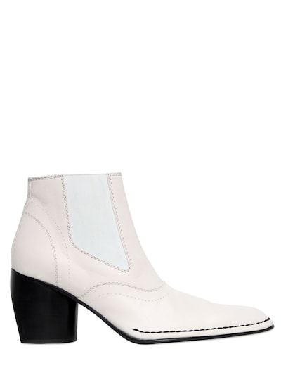 JOSEPH 70MM LEATHER ANKLE BOOTS, WHITE