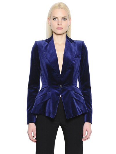 Antonio Berardi Cotton & Silk Velvet Jacket In Blue