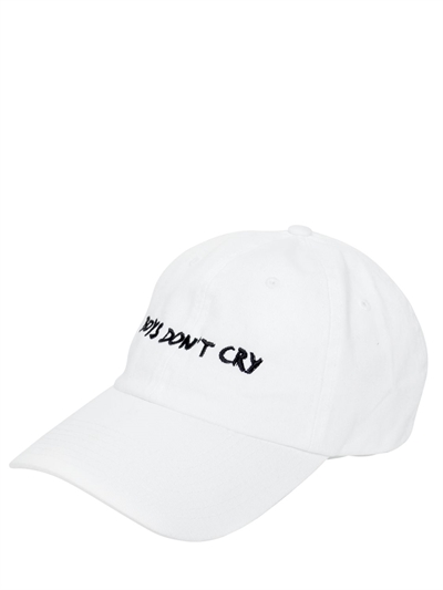 NASASEASONS BOYS DON'T CRY EMBROIDERED BASEBALL HAT, WHITE