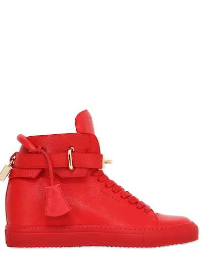 BUSCEMI 100MM ALTA LEATHER WEDGE SNEAKERS,64IVLE002-R1VUUw2