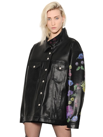 ALYX OVERSIZED FLORAL PRINTED LEATHER JACKET,64IVRH003-QkxBQ0s1