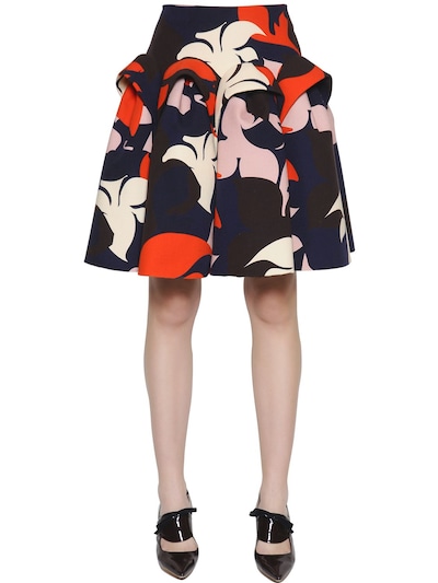 DELPOZO FLARED FLORAL PRINTED COTTON CREPE SKIRT,64IW02003-NDkw0