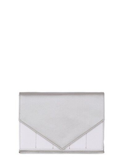 Micoli Silk Satin & Leather Envelope Clutch In Light Pink