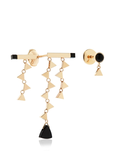 TINA CRAIG X NOUVEL HERITAGE SMALL ONYX ASYMMETRICAL EARRINGS
