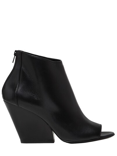 Strategia 80mm Leather Open Toe Boots In Black