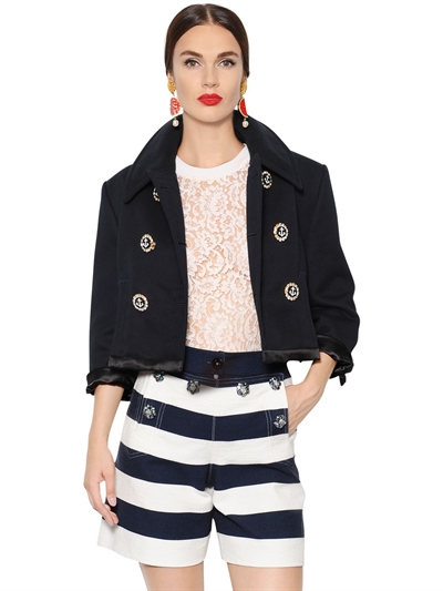 DOLCE & GABBANA SWAROVSKI BUTTONS COTTON PIQUÉ JACKET