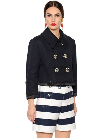 DOLCE & GABBANA SWAROVSKI BUTTONS COTTON PIQUÉ JACKET
