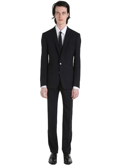 Dolce & Gabbana Stretch Wool Toile Suit In Navy