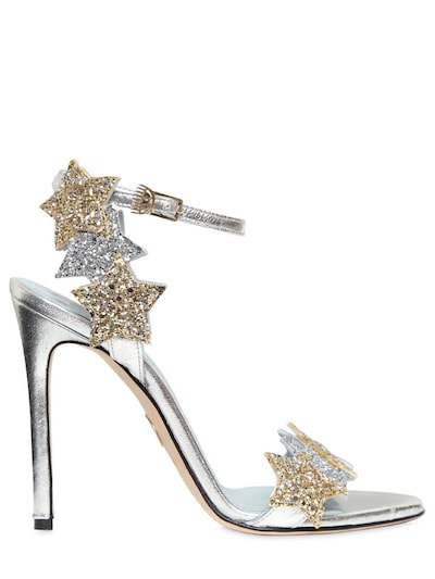 Chiara Ferragni 110mm Stars Glitter Wrap Around Sandals, Silver/gold ...