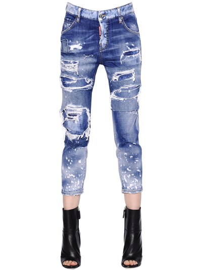 Dsquared2 Cool Girl Cropped Stretch Denim Jeans In Blue
