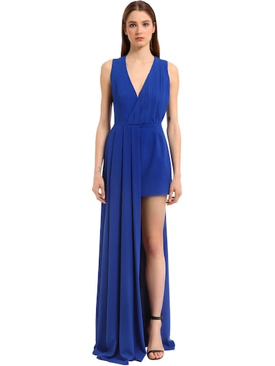 Stefano De Lellis Embellished Crepe Dress In Blue