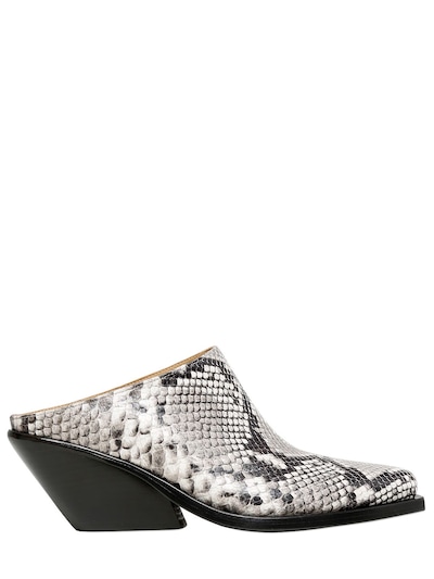Gaia D'este 70mm Python Printed Leather Mules In Beige