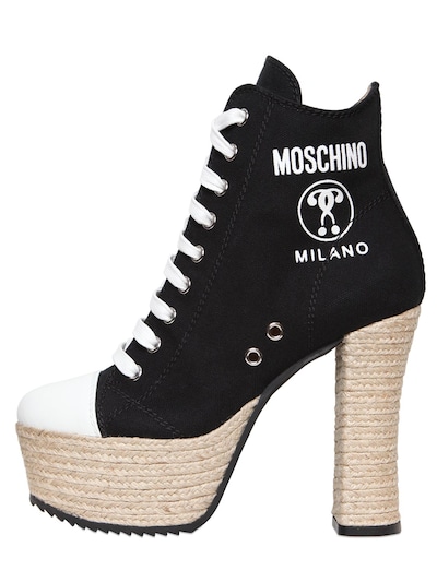 MOSCHINO 120MM CANVAS LACE UP BOOTS,65I0LT003-MDBB0