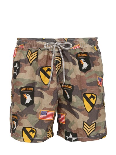 Mc2 Saint Barth Gustavia Patch Micro Fiber Swim Shorts In Green