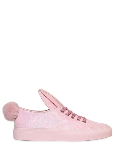 Minna Parikka 20mm Bunny Glitter & Leather Sneakers In Pink