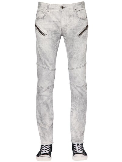 Just Cavalli 17cm Washed Cotton Stretch Denim Jeans In Grey