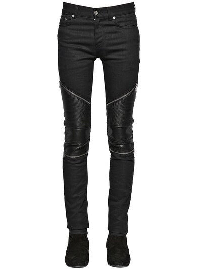 SAINT LAURENT 15CM LOW RISE STRETCH DENIM BIKER JEANS,65I25Z007-MTAwMA2