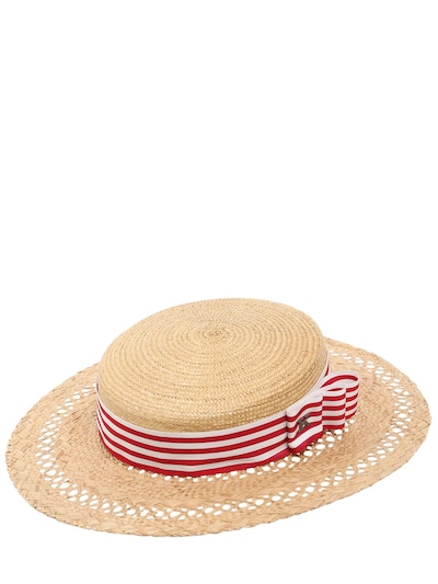Kreisi Couture Eli Straw Boater Hat In Natural