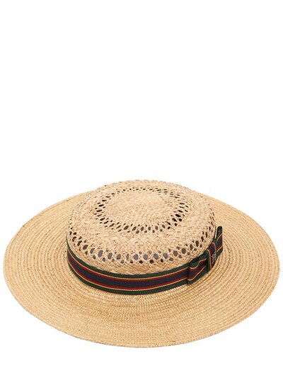 Kreisi Couture Michelle Straw Boater Hat In Natural