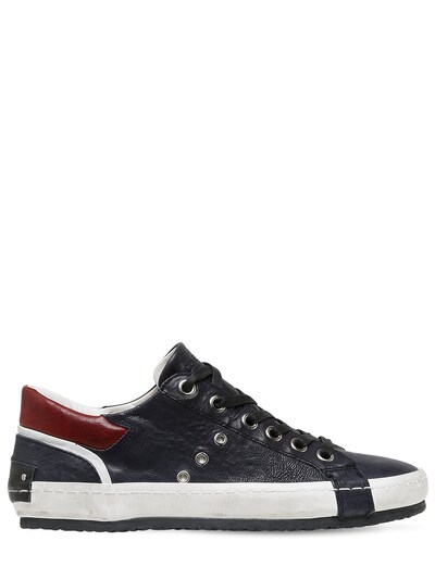 Crime Washed Leather Sneakers In Navy,red