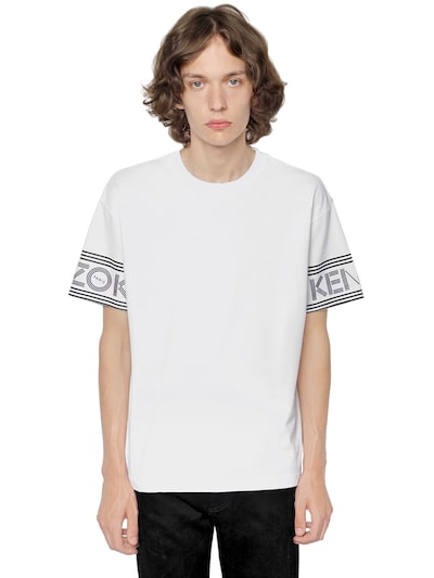 KENZO LOGO PRINTED COTTON JERSEY T-SHIRT,65I3ER004-MDE1