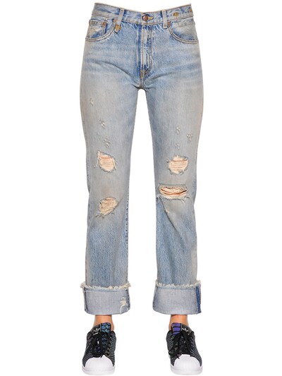 R13 Classic Destroyed Cotton Denim Jeans In Blue