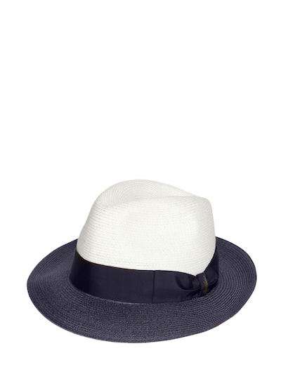 Borsalino Bicolor Hemp Medium Brim Hat, Navy