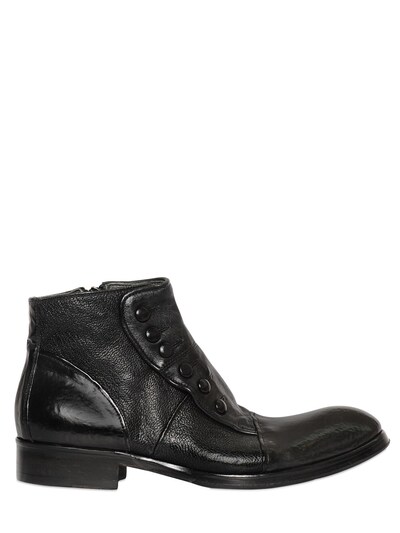 Jo Ghost Washed Smooth Leather Ankle Boots In Black