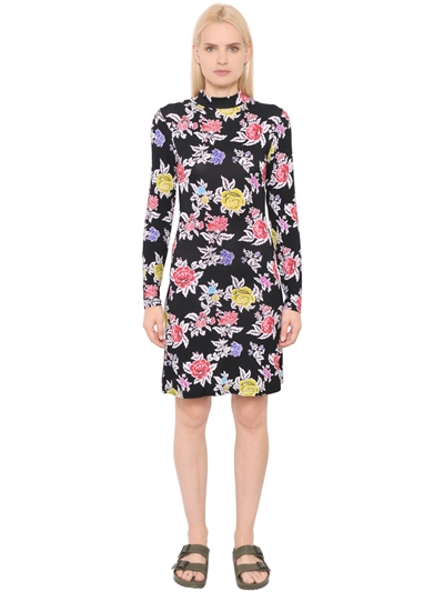 HOUSE OF HOLLAND ROSE PRINTED VISCOSE JERSEY DRESS