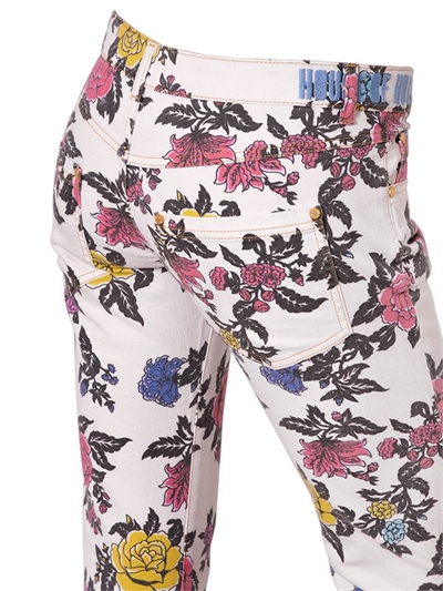 HOUSE OF HOLLAND ROSE PRINTED STRAIGHT COTTON DENIM JEANS
