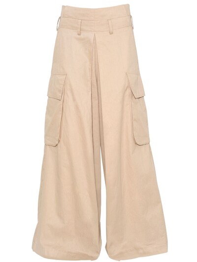 Marna Ro Light Cotton Twill Wide Pants In Stone