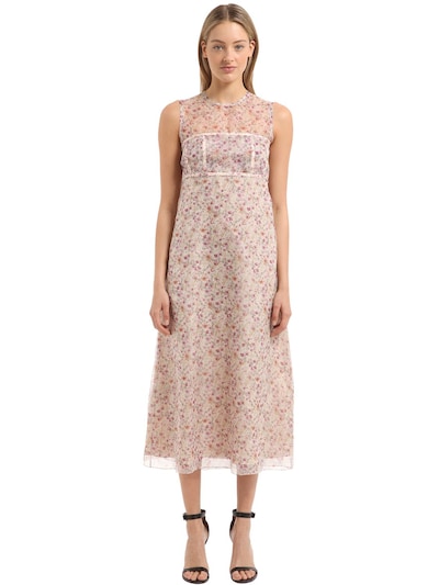 CALVIN KLEIN COLLECTION FLORAL PRINTED SILK DRESS, PINK,65I5BS005-OTC50