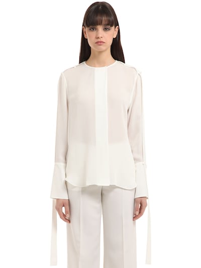 Calvin Klein Collection Double Georgette Shirt In White