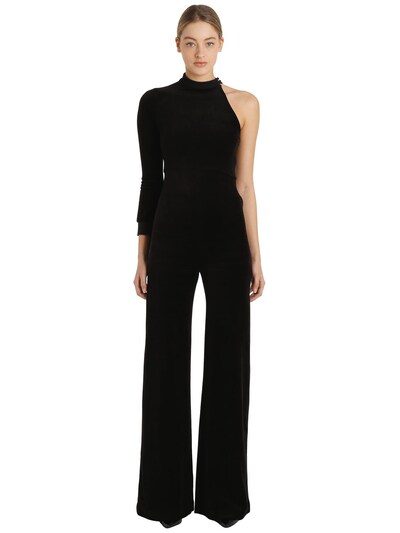 VETEMENTS ONE SLEEVE COTTON VELVET JUMPSUIT,65I5BW026-QkxBQ0s1