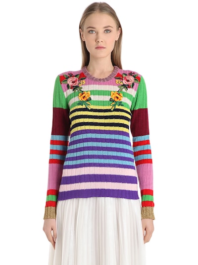 GUCCI EMBROIDERED CASHMERE & WOOL SWEATER,65I5K1040-NDQ4Mw2