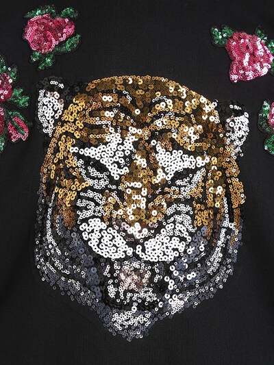 Gucci Multicolor Floral Printed Cotton Tiger Sequin Embellished Sweatshirt  M Gucci