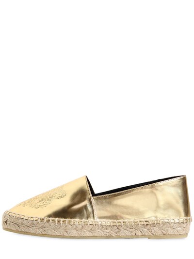 KENZO 20MM METALLIC FAUX LEATHER ESPADRILLES, GOLD,65I73S005-T1I1