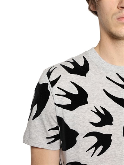 MCQ BY ALEXANDER MCQUEEN SWALLOW PRINTED COTTON JERSEY T-SHIRT