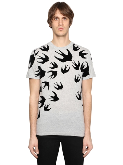 MCQ BY ALEXANDER MCQUEEN SWALLOW PRINTED COTTON JERSEY T-SHIRT