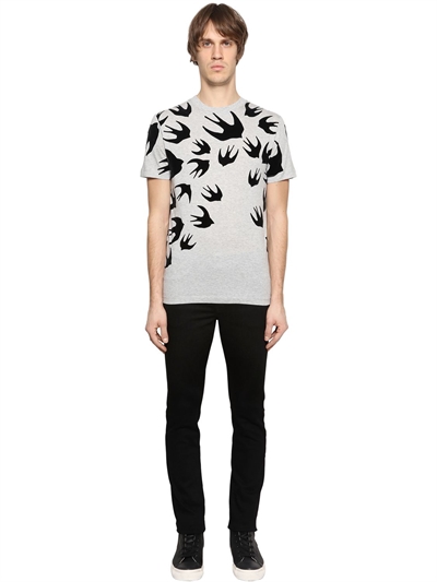MCQ BY ALEXANDER MCQUEEN SWALLOW PRINTED COTTON JERSEY T-SHIRT