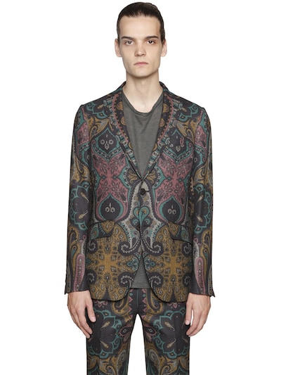 Etro Paisley Cool Wool Jacquard Jacket In Multicolor