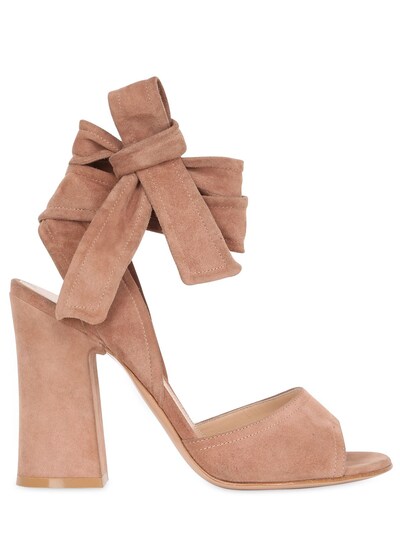 GIANVITO ROSSI 100MM LACE UP SUEDE SANDALS, NUDE,65I83R004-UEFSTElORQ2