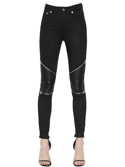 Saint Laurent Biker Stretch Cotton Denim Jeans In Black