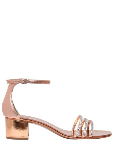 GIUSEPPE ZANOTTI 40MM SWAROVSKI METALLIC LEATHER SANDALS,65IA92007-NzEwMzQ1