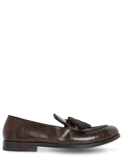 Alberto Fasciani Tasseled Hand-brushed Leather Loafers In Brown